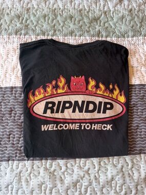 Ripndip Black Tee with Flaming Devil Graphic